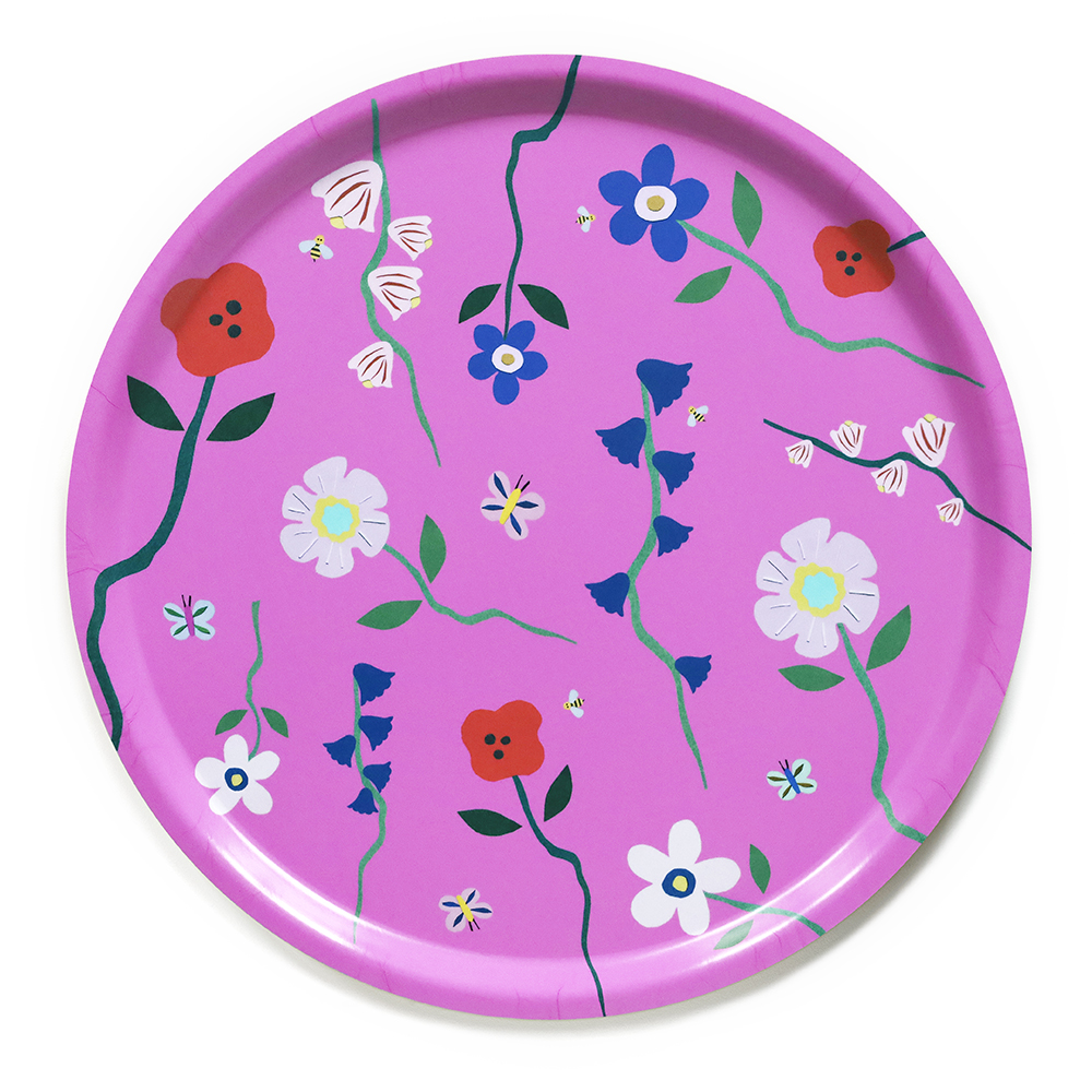 'Wildflowers' Fuchsia Rund Bricka - 38 cm