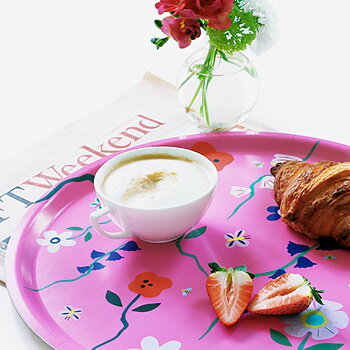 'Wildflowers' Fuchsia  Round Serving Tray - 38 cm