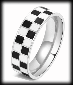 6 mm. Ring i rostfritt stål med Pepita.