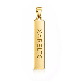 Xarelto vedhæng 0,5 mm tyndt 30x7 mm 18k guld