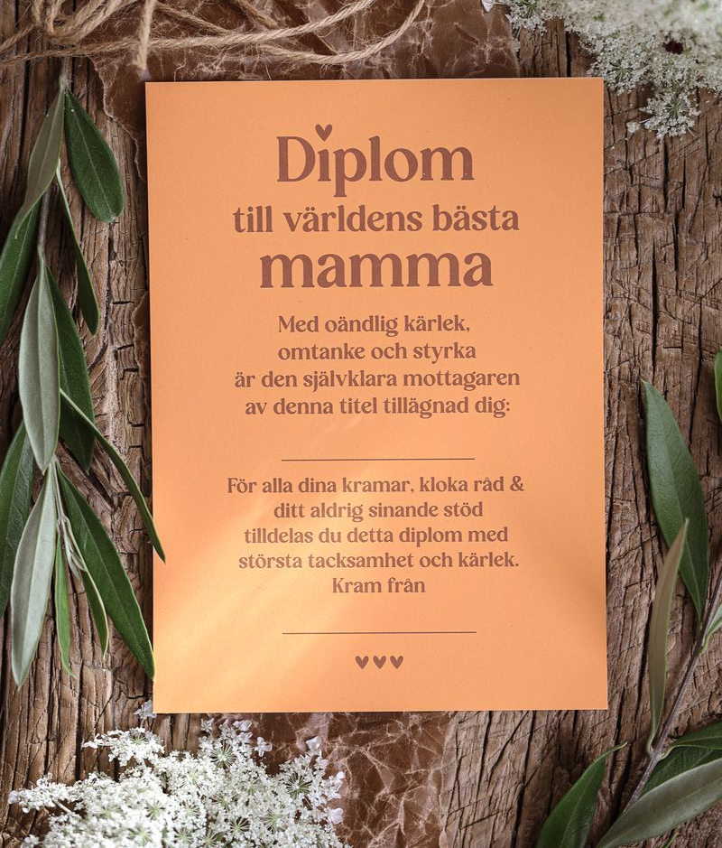 Vykort - Diplom till Mamma - Majas Cottage