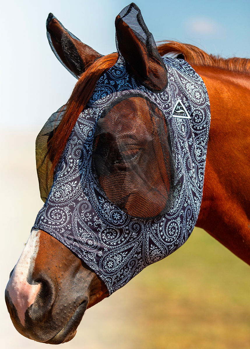 Professional's Choice® Fly Mask (with ears) Comfort-Fit™, Paisley Black