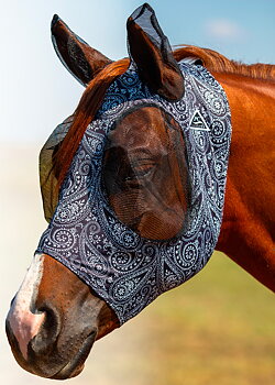 Professional's Choice® Fly Mask / flughuva (med öron) Comfort-Fit™, Paisley Black