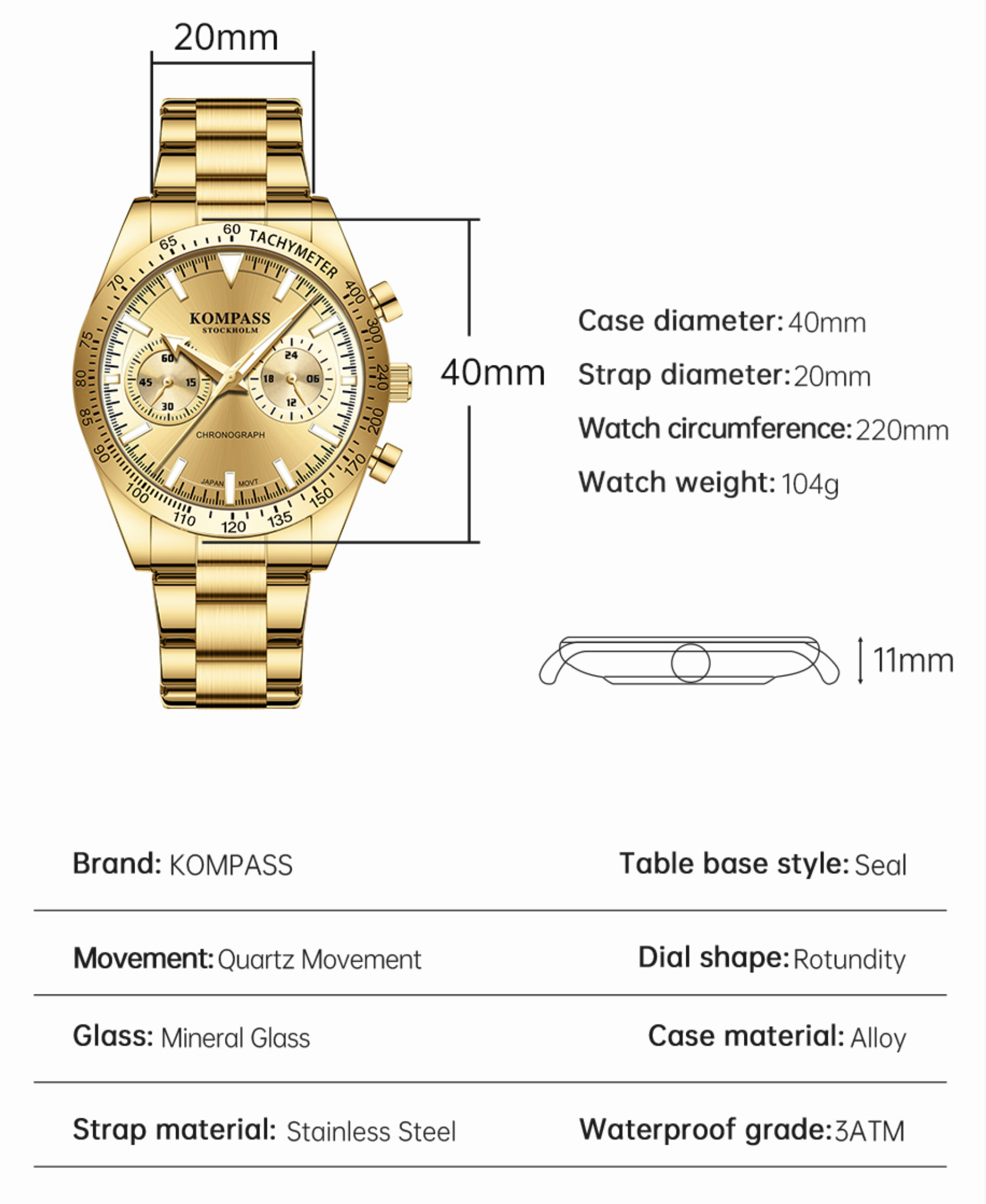 Kompass Airborne Chronograph Gold Blue - 13