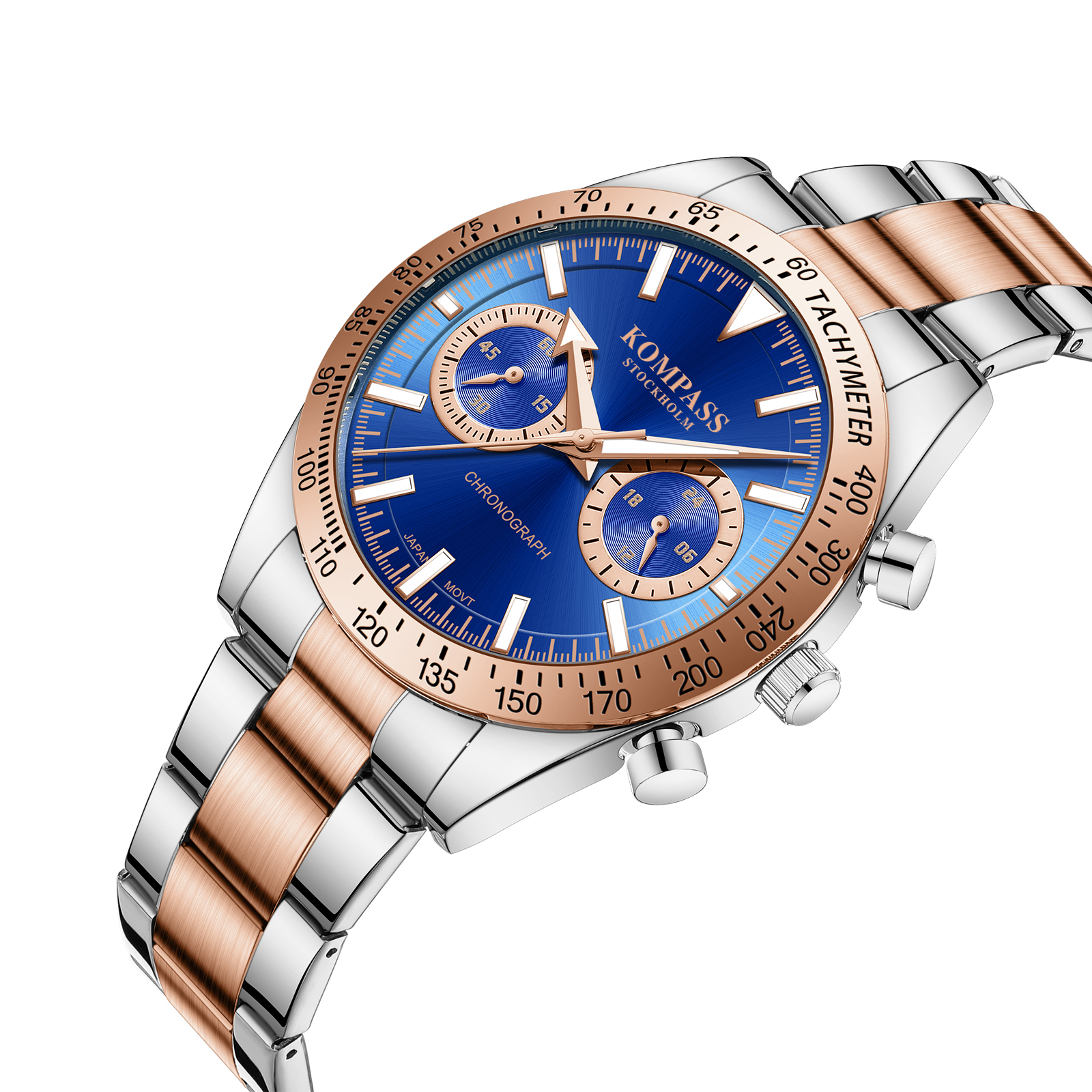 Kompass Airborne Chronograph Silver Rose Gold Blue - 2
