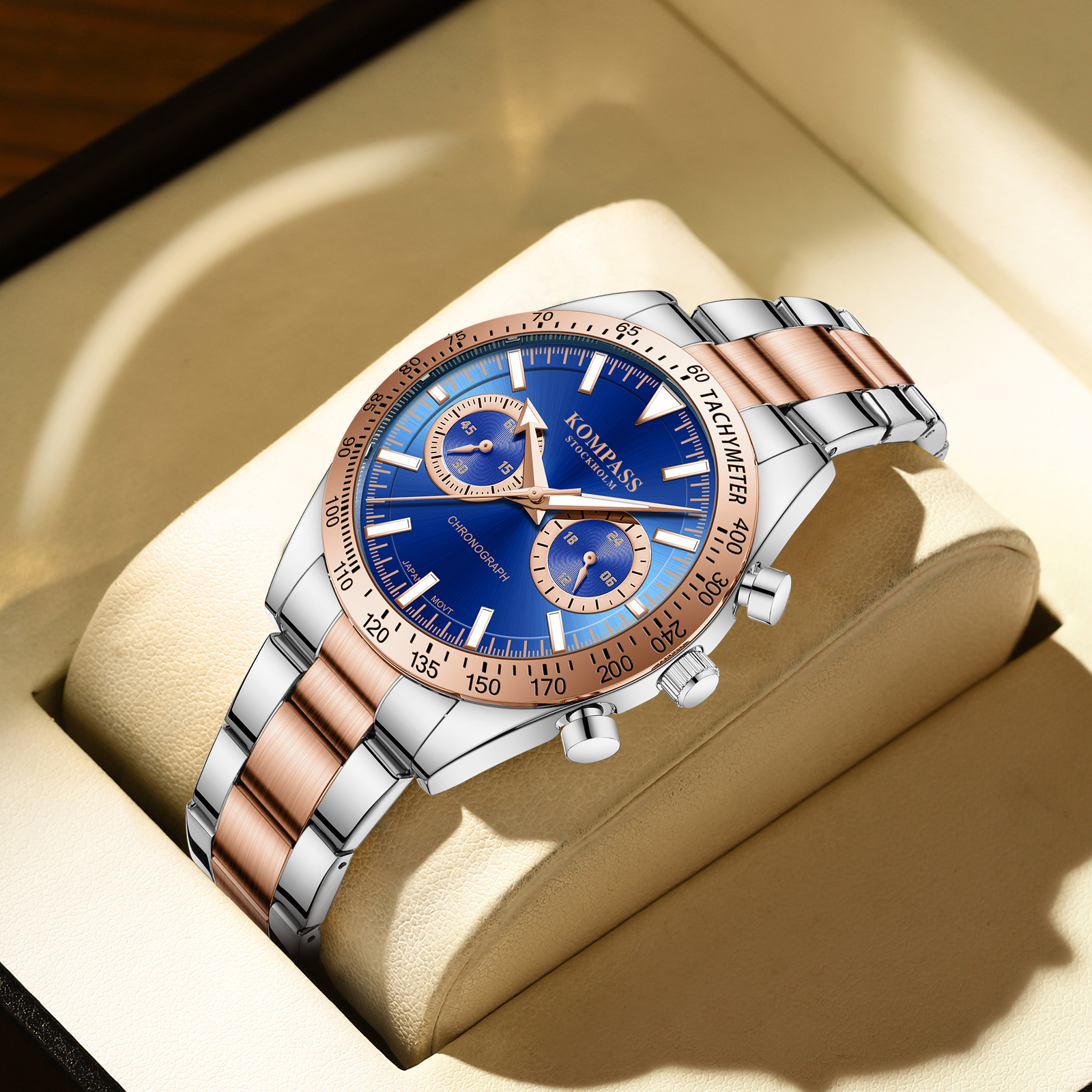 Kompass Airborne Chronograph Silver Rose Gold Blue - 4