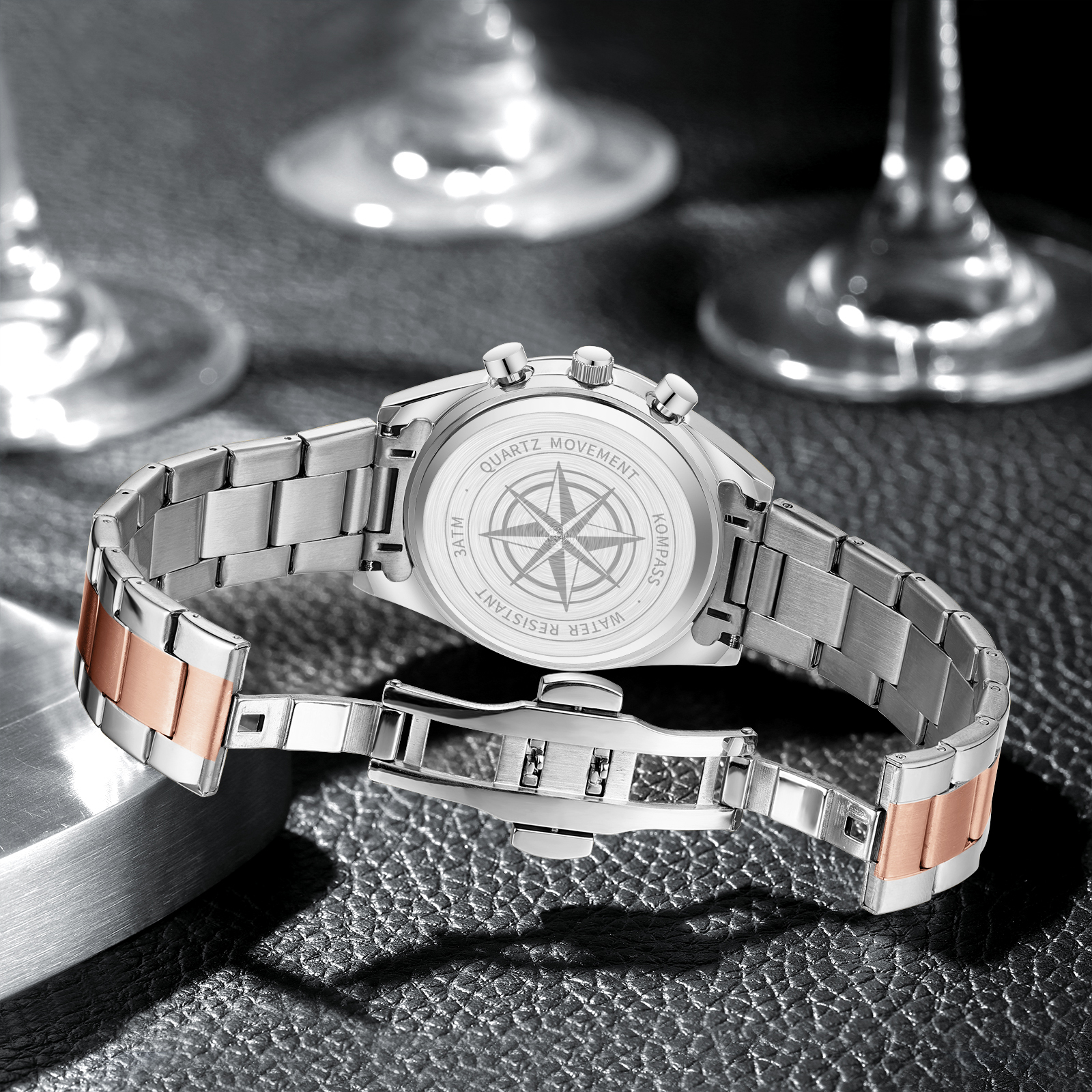 Kompass Airborne Chronograph Silver Rose Gold Blue - 9