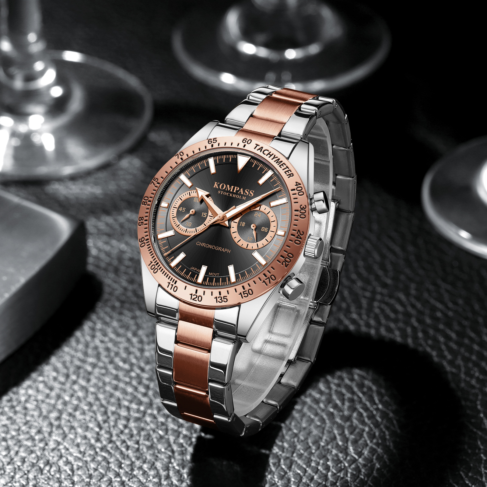 Kompass Airborne Chronograph Silver Rose Gold Black - 6