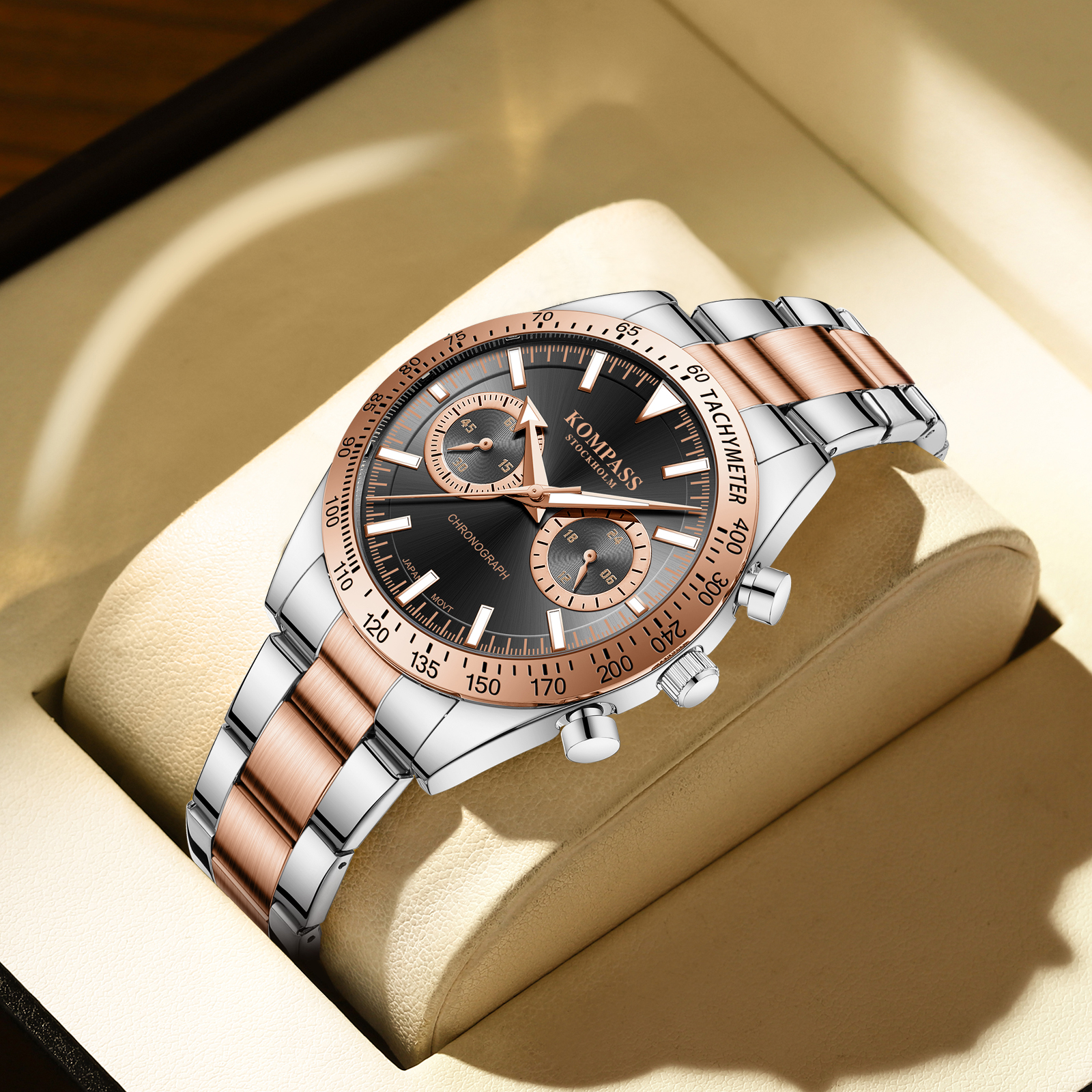 Kompass Airborne Chronograph Silver Rose Gold Black - 4