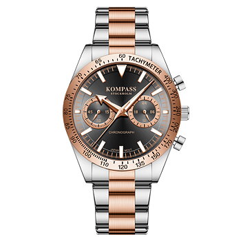 Kompass Airborne Chronograph Silver Rose Gold Black
