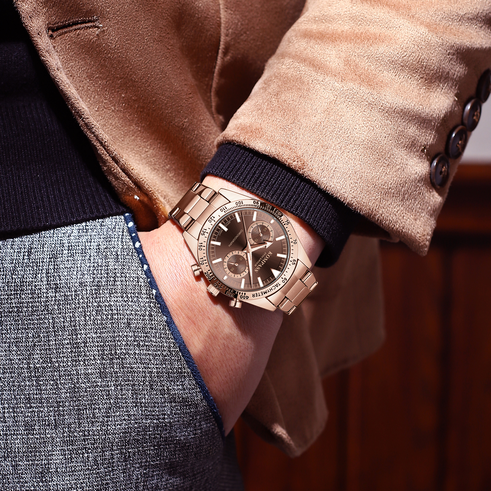 Kompass Airborne Chronograph Rose Gold Brown - 8