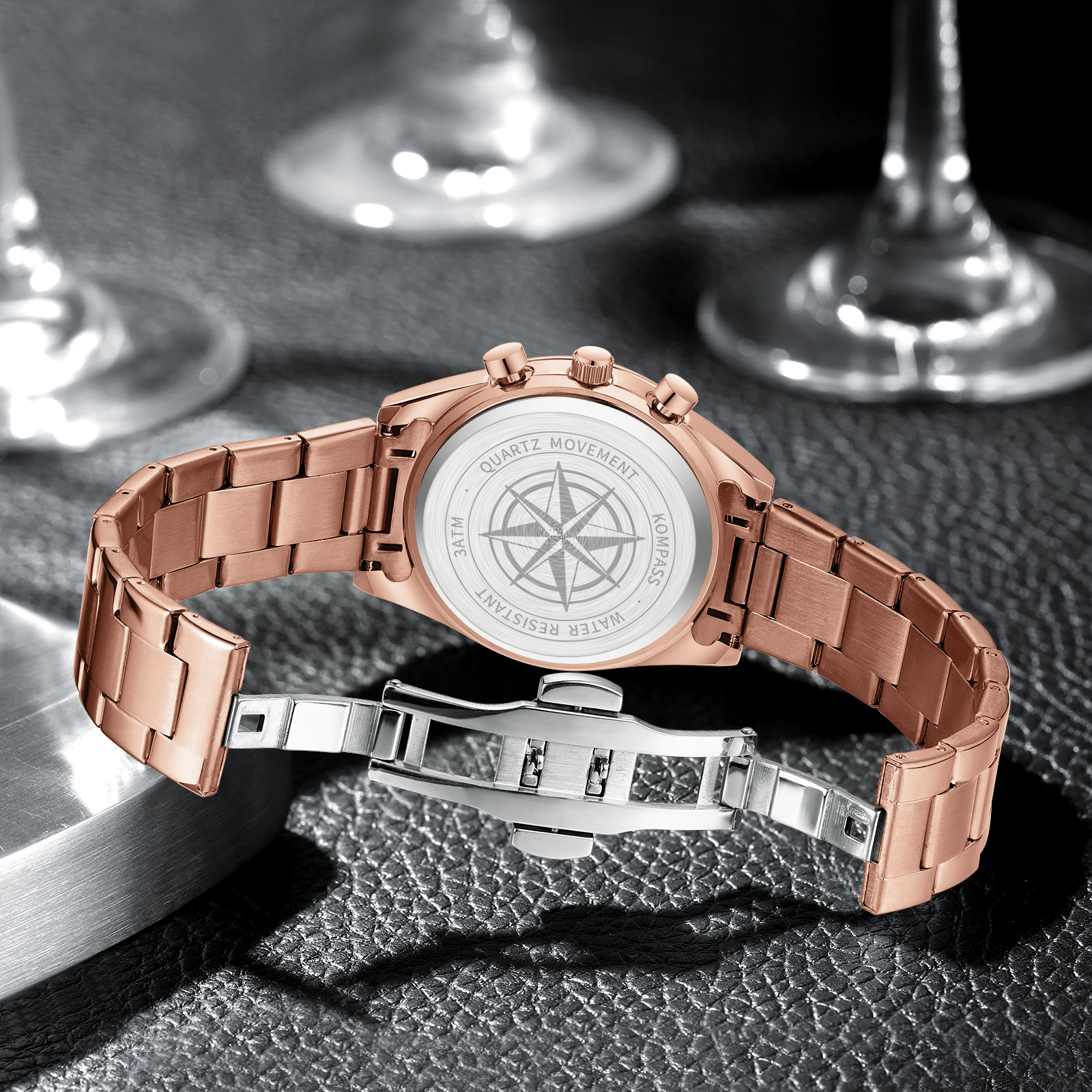 Kompass Airborne Chronograph Rose Gold Brown - 9