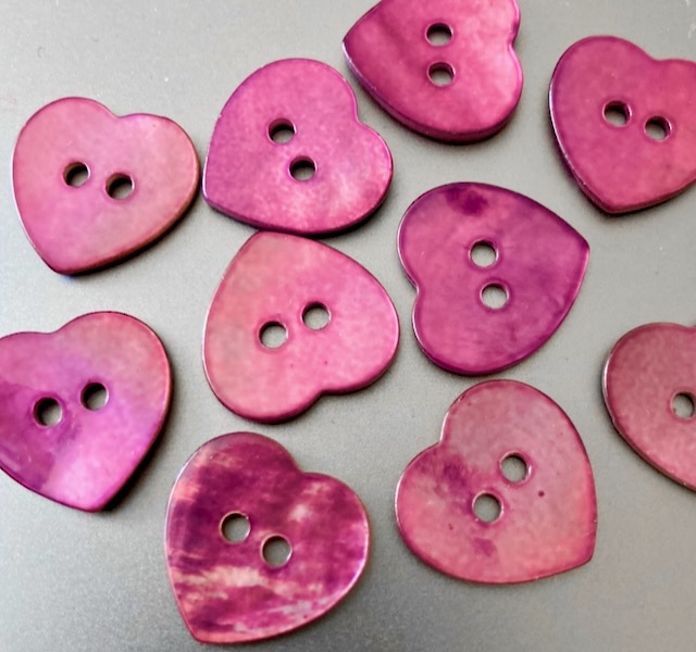 Pärlemoknapp hjärta rosa 16 mm - 2