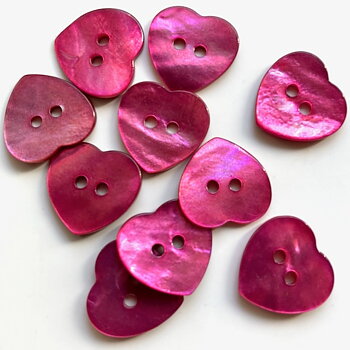 Pärlemoknapp hjärta rosa 16 mm