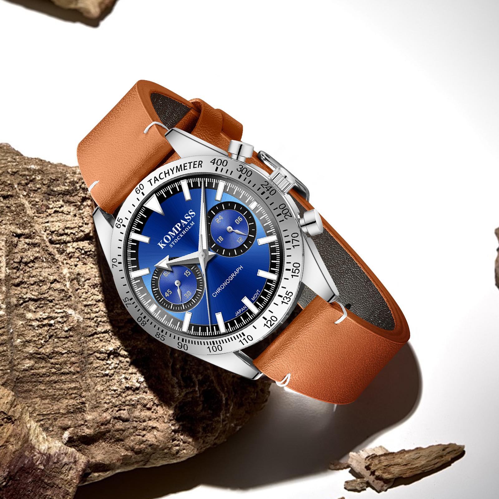 Kompass Skyborne Chronograph Silver Brown Blue - 4