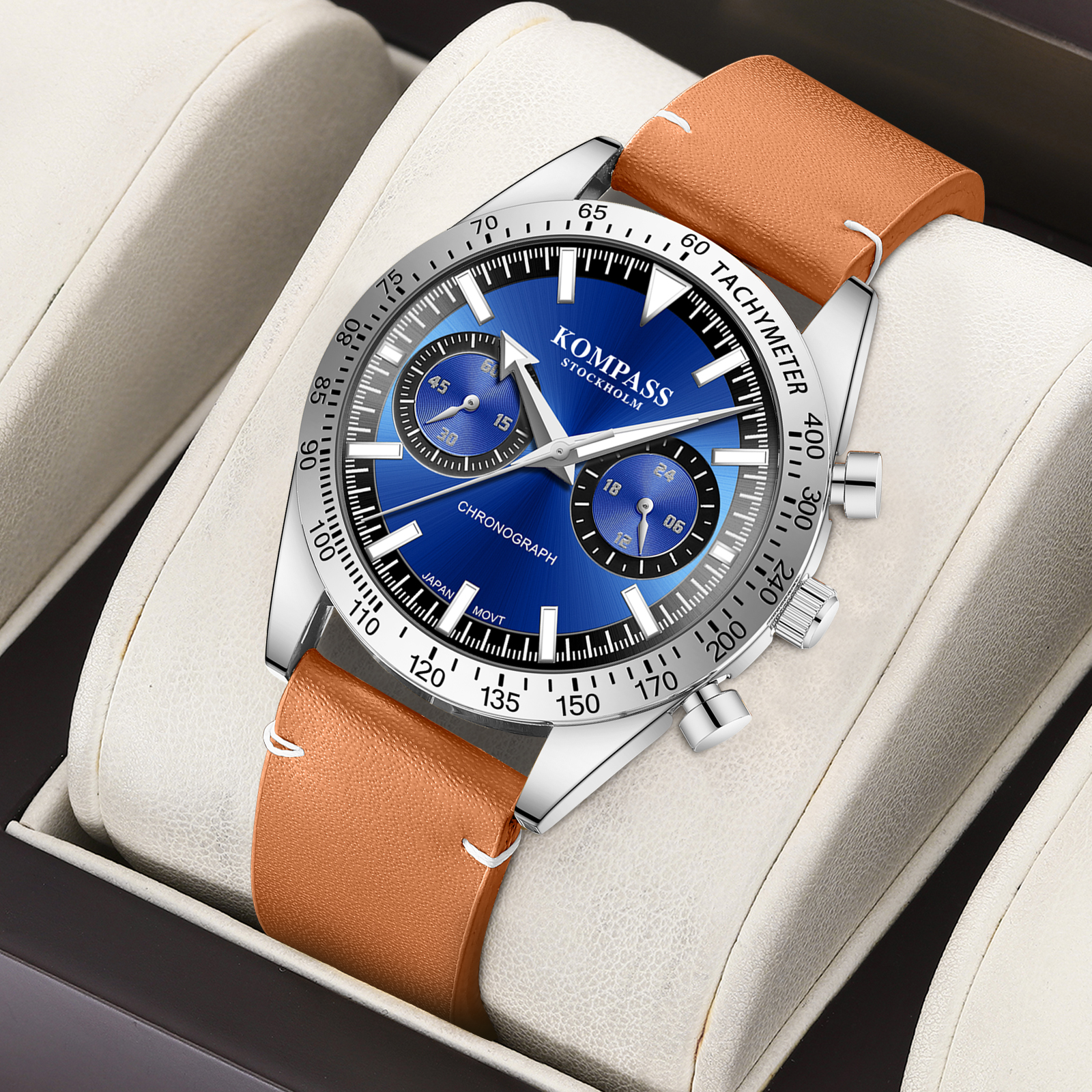 Kompass Skyborne Chronograph Silver Brown Blue - 5