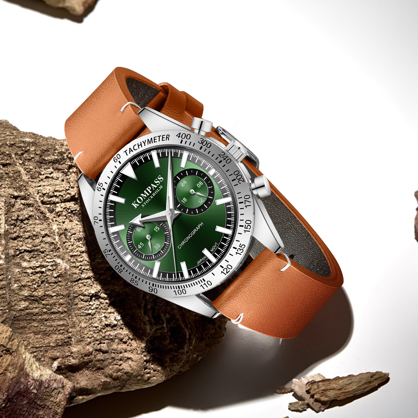 Kompass Skyborne Chronograph Silver Brown Green - 4