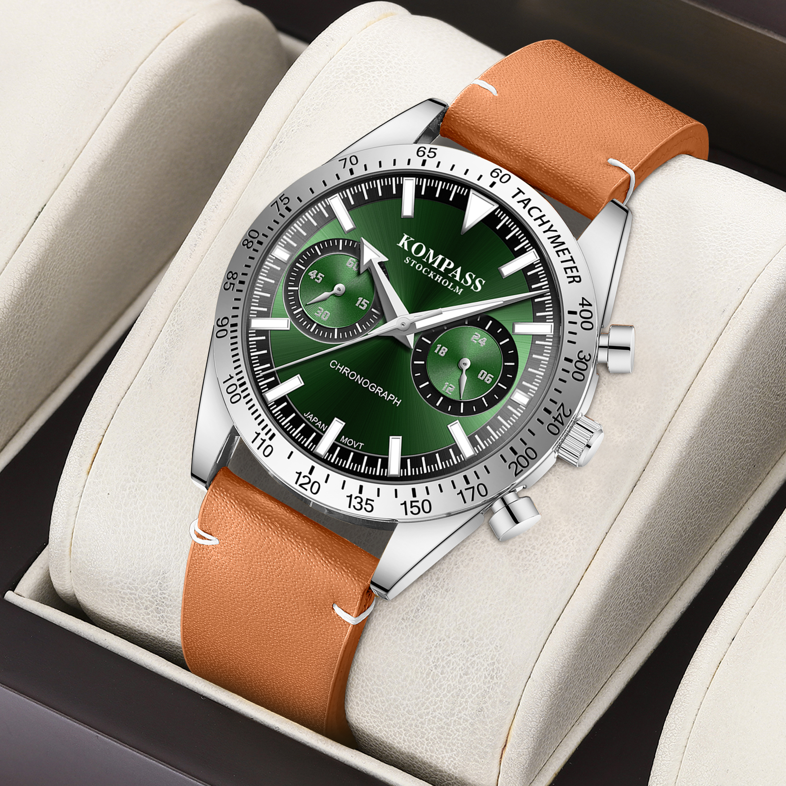 Kompass Skyborne Chronograph Silver Brown Green - 5