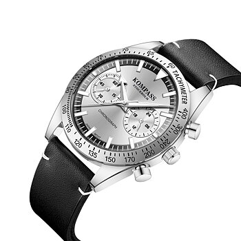 Kompass Skyborne Chronograph Silver Black Silver