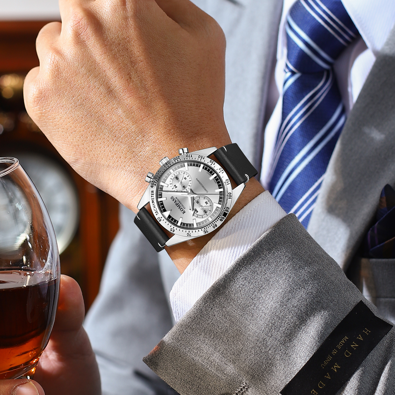 Kompass Skyborne Chronograph Silver Black Silver - 7