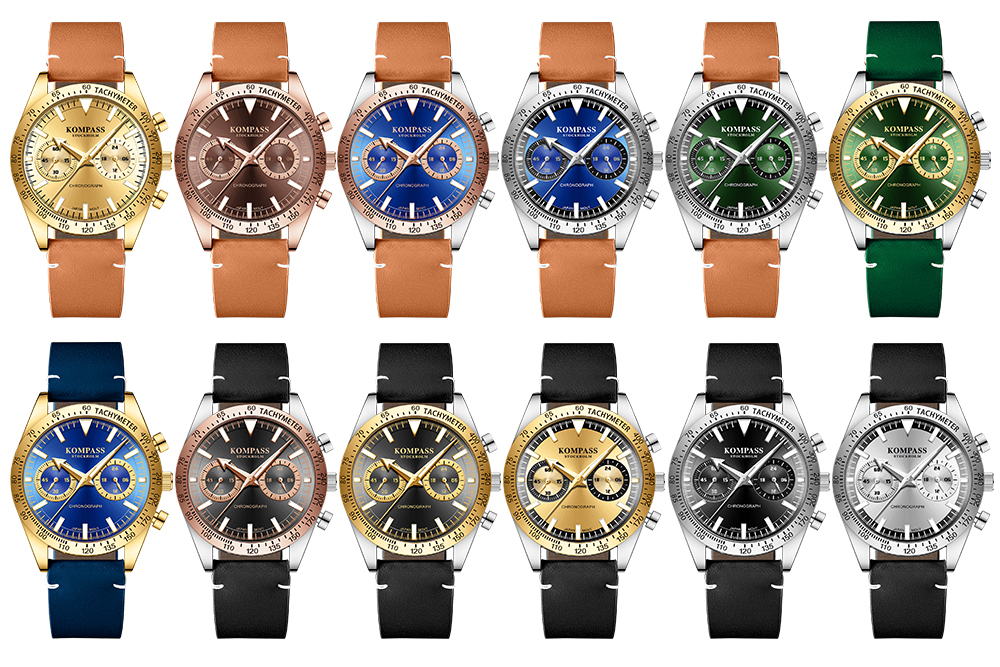 Kompass Skyborne Chronograph Silver Black Gold - 10