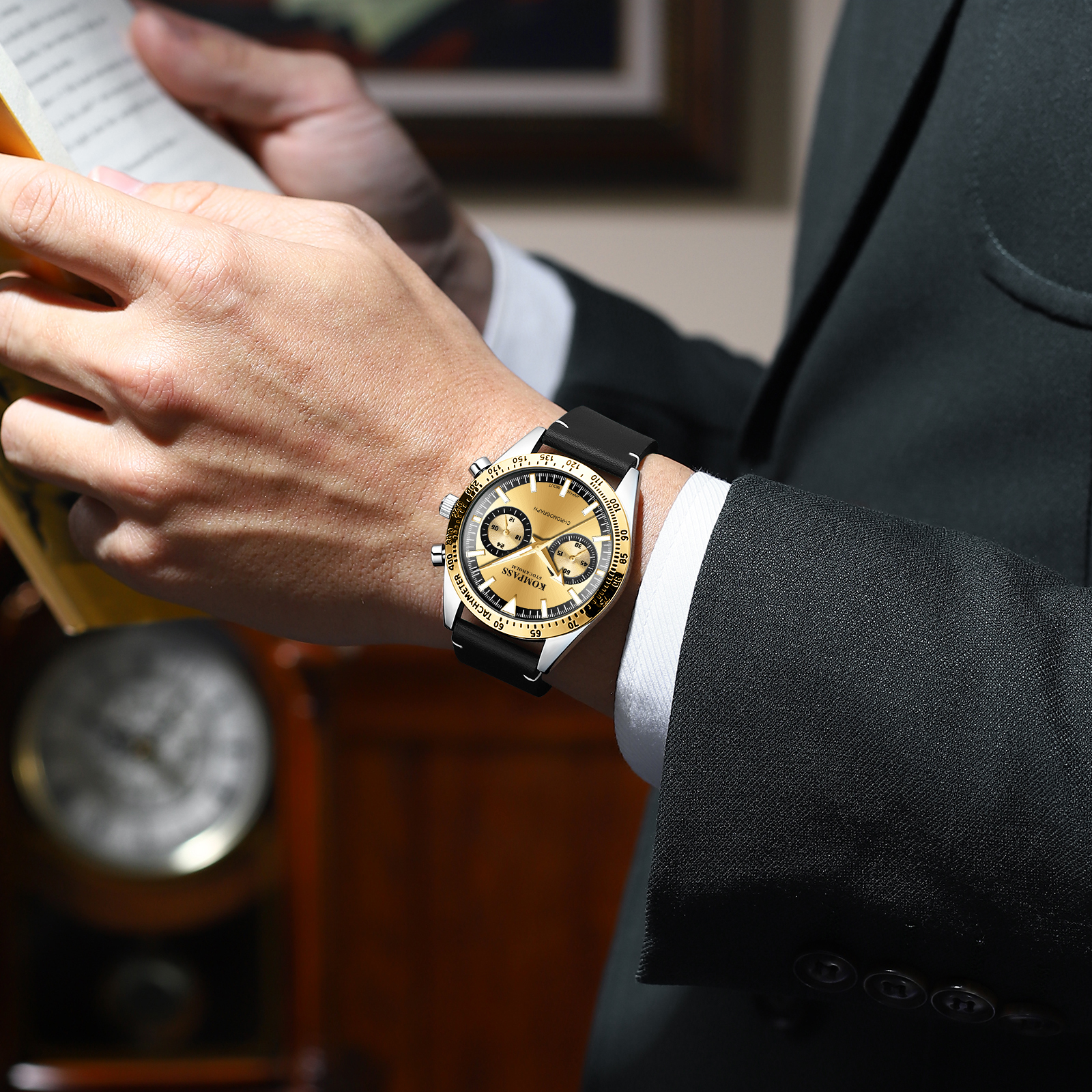 Kompass Skyborne Chronograph Silver Black Gold - 6