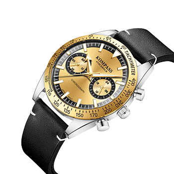 Kompass Skyborne Chronograph Silver Black Gold