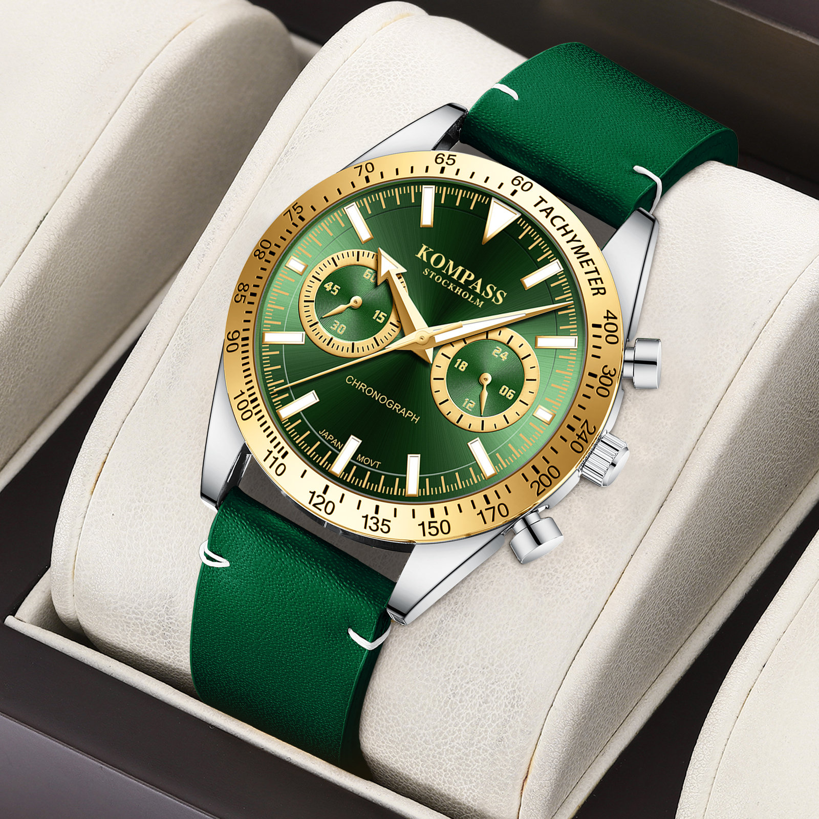 Kompass Skyborne Chronograph Silver Gold Green - 5