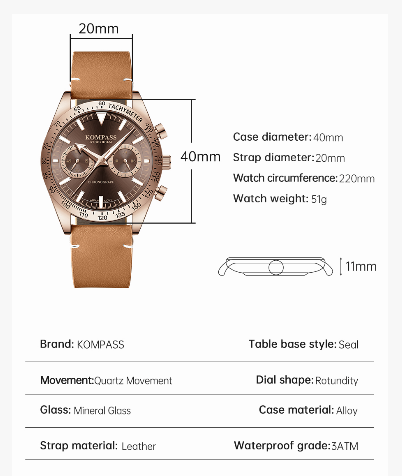 Kompass Skyborne Chronograph Silver Gold Green - 13