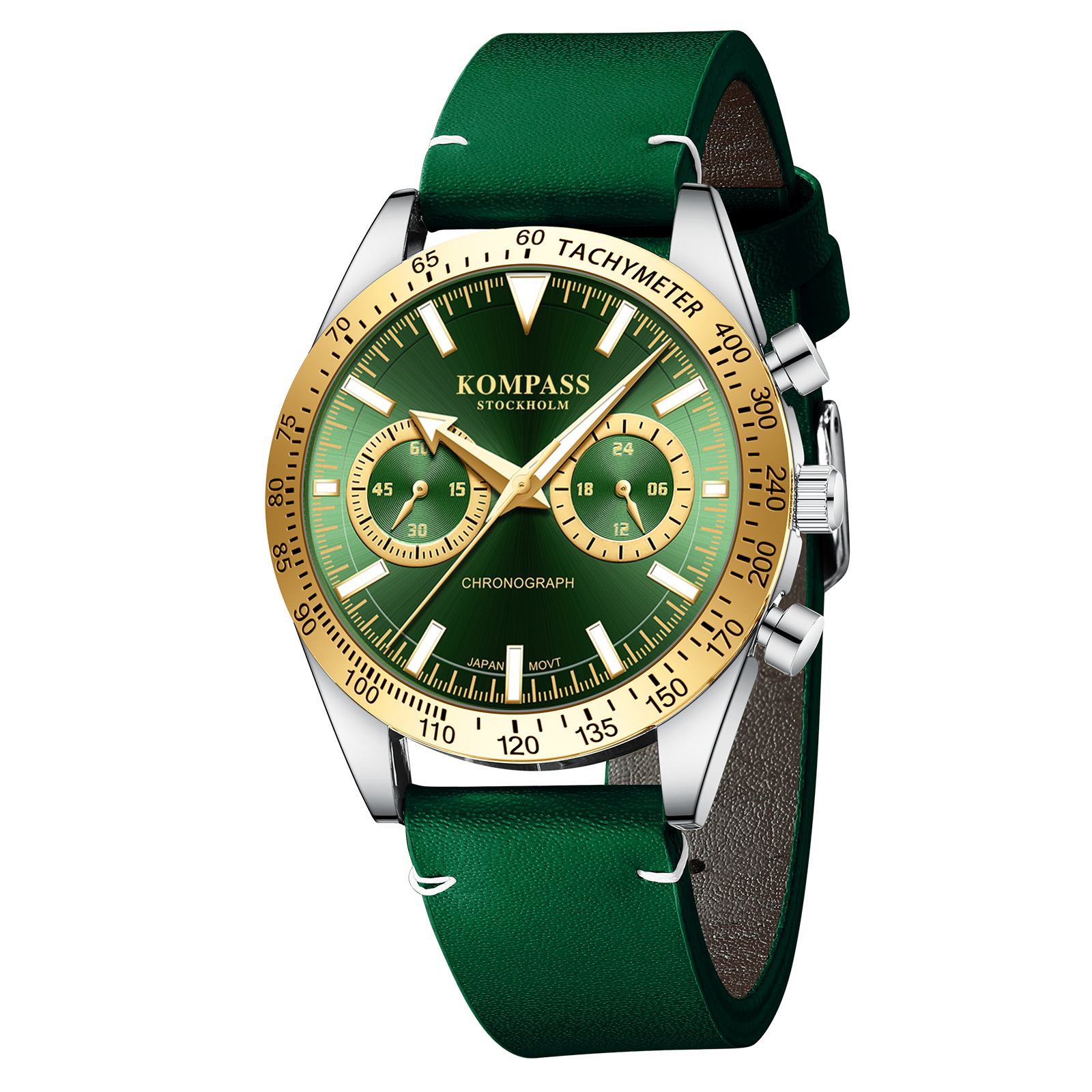 Kompass Skyborne Chronograph Silver Gold Green - 3