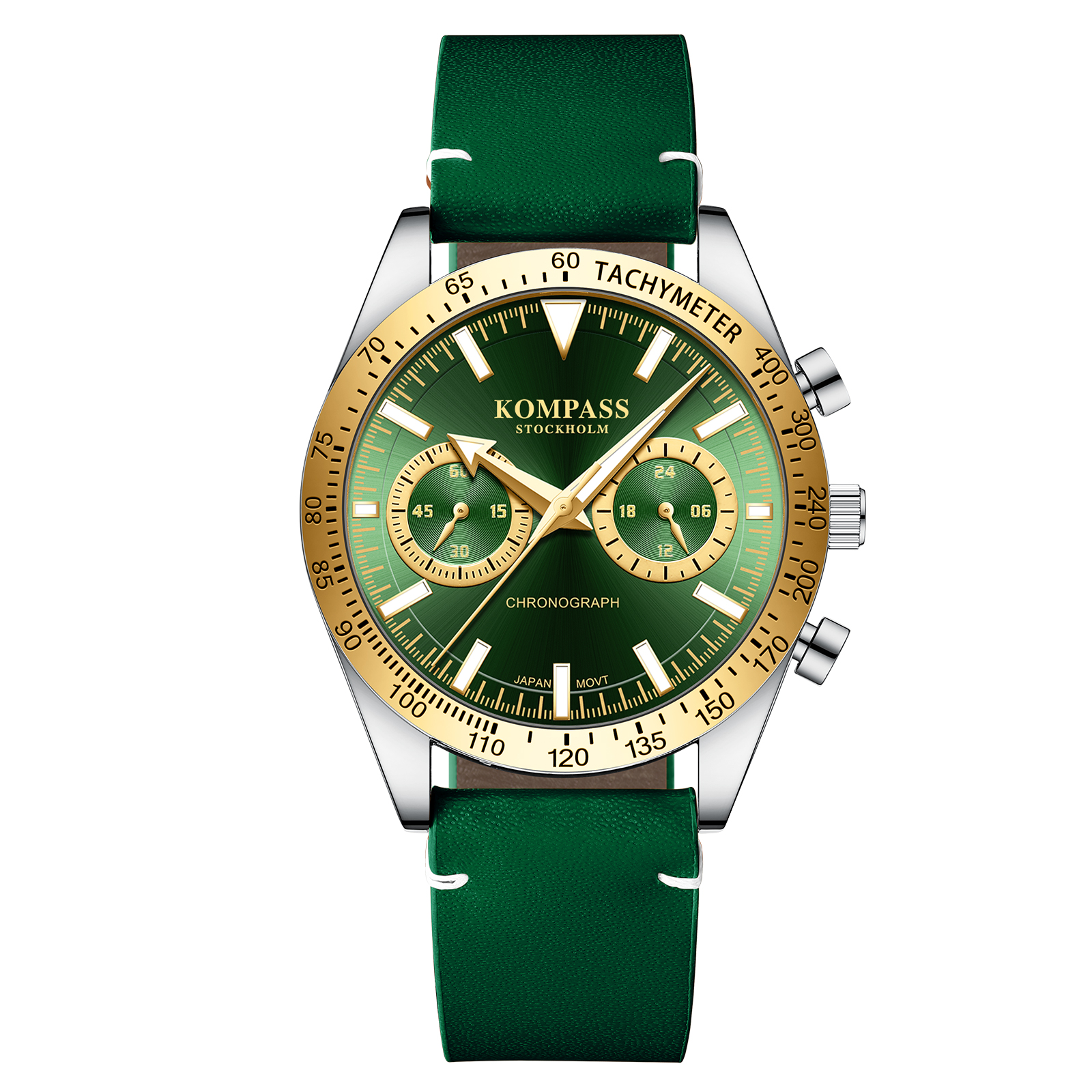 Kompass Skyborne Chronograph Silver Gold Green