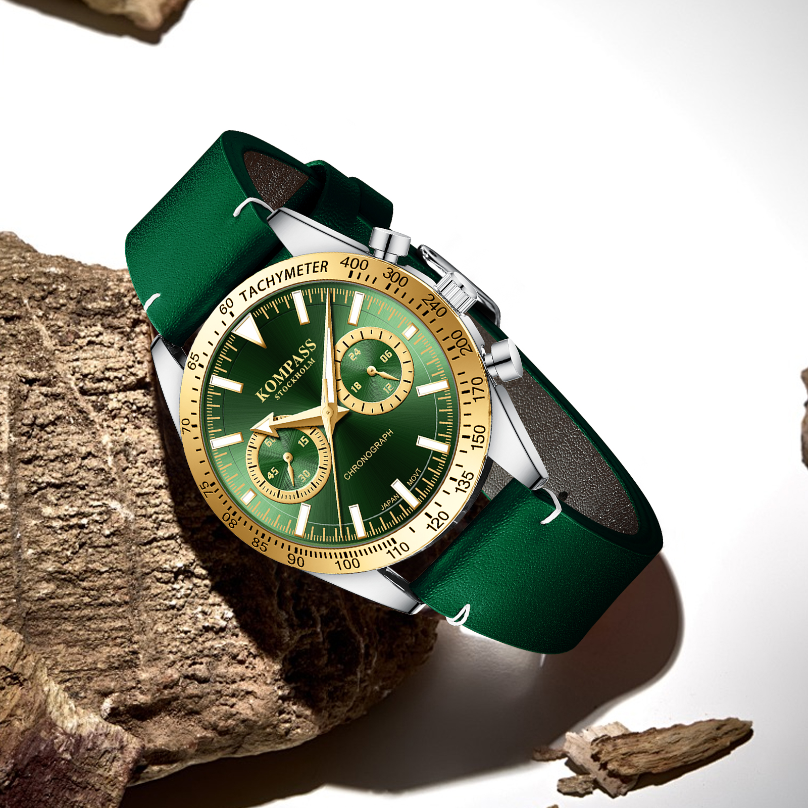 Kompass Skyborne Chronograph Silver Gold Green - 4
