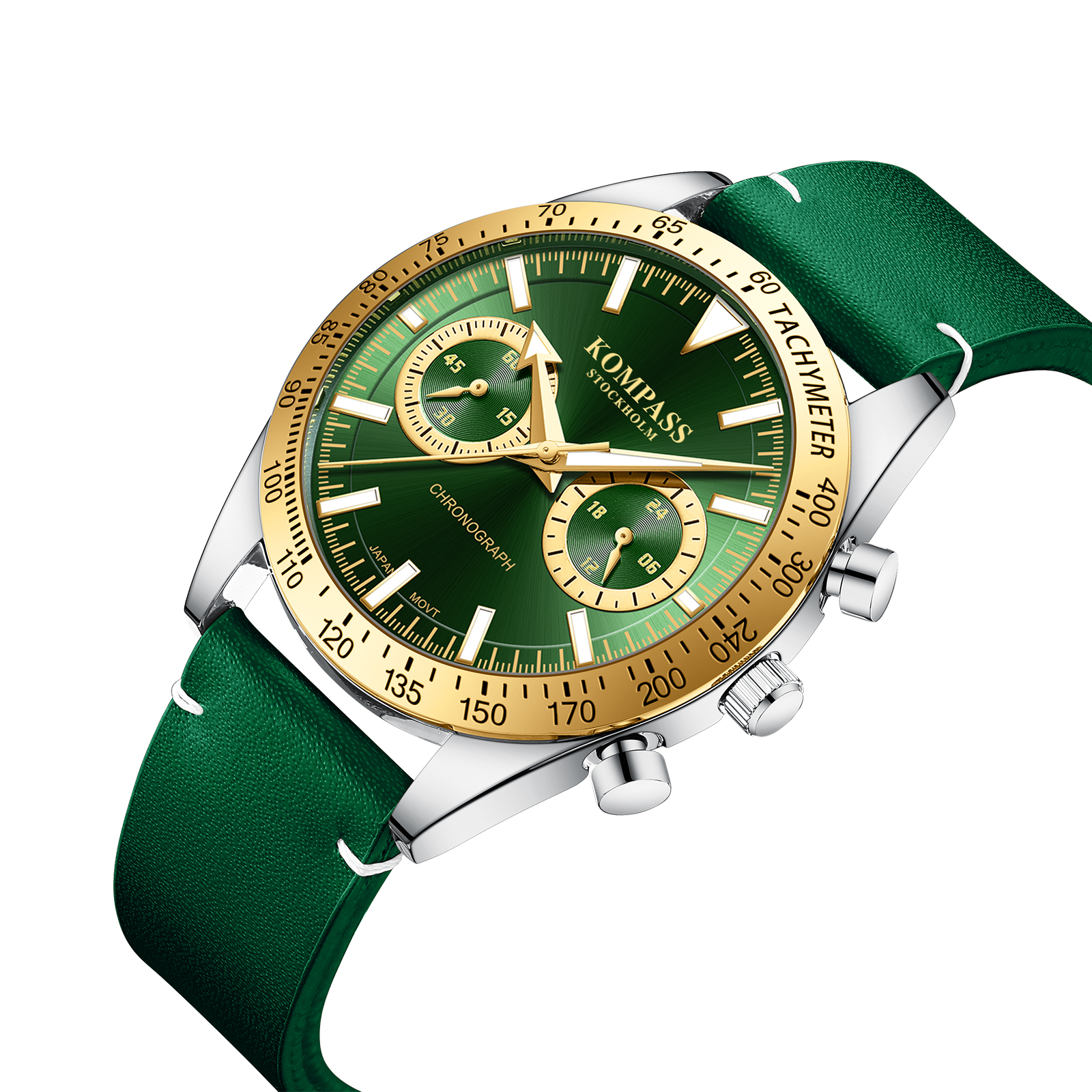 Kompass Skyborne Chronograph Silver Gold Green - 2