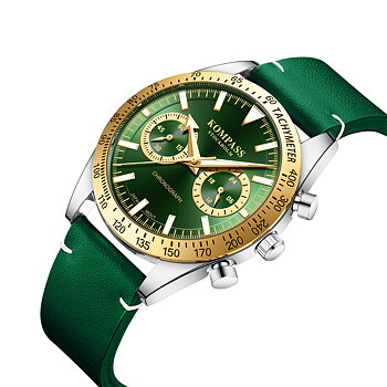 Kompass Skyborne Chronograph Silver Gold Green