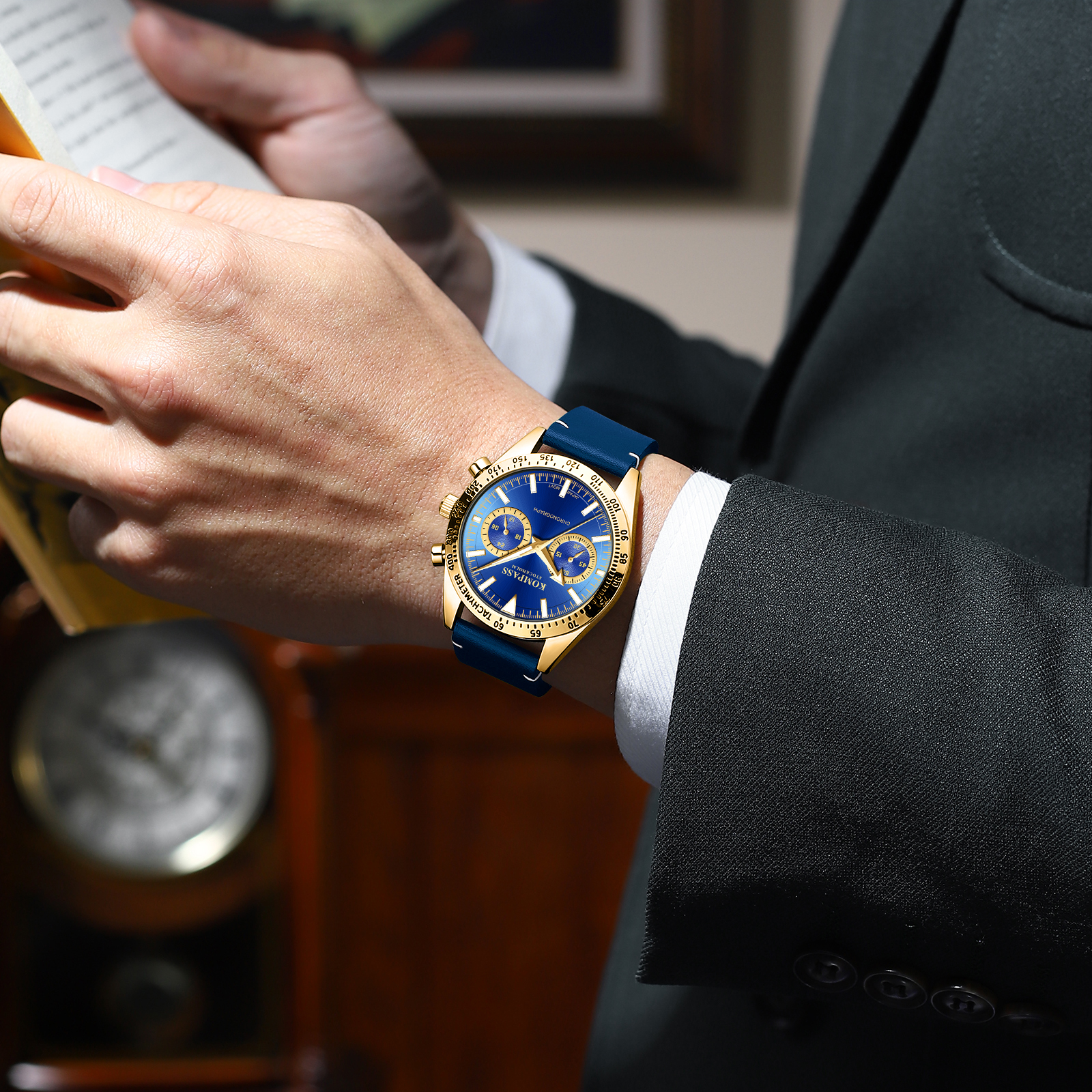 Kompass Skyborne Chronograph Gold Blue - 6