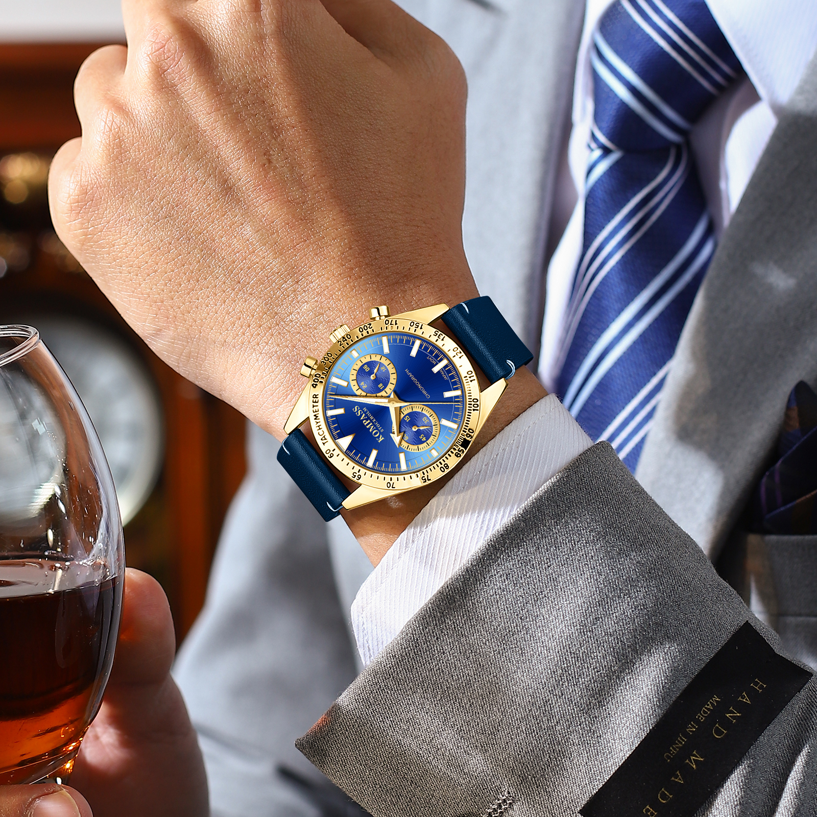 Kompass Skyborne Chronograph Gold Blue - 7
