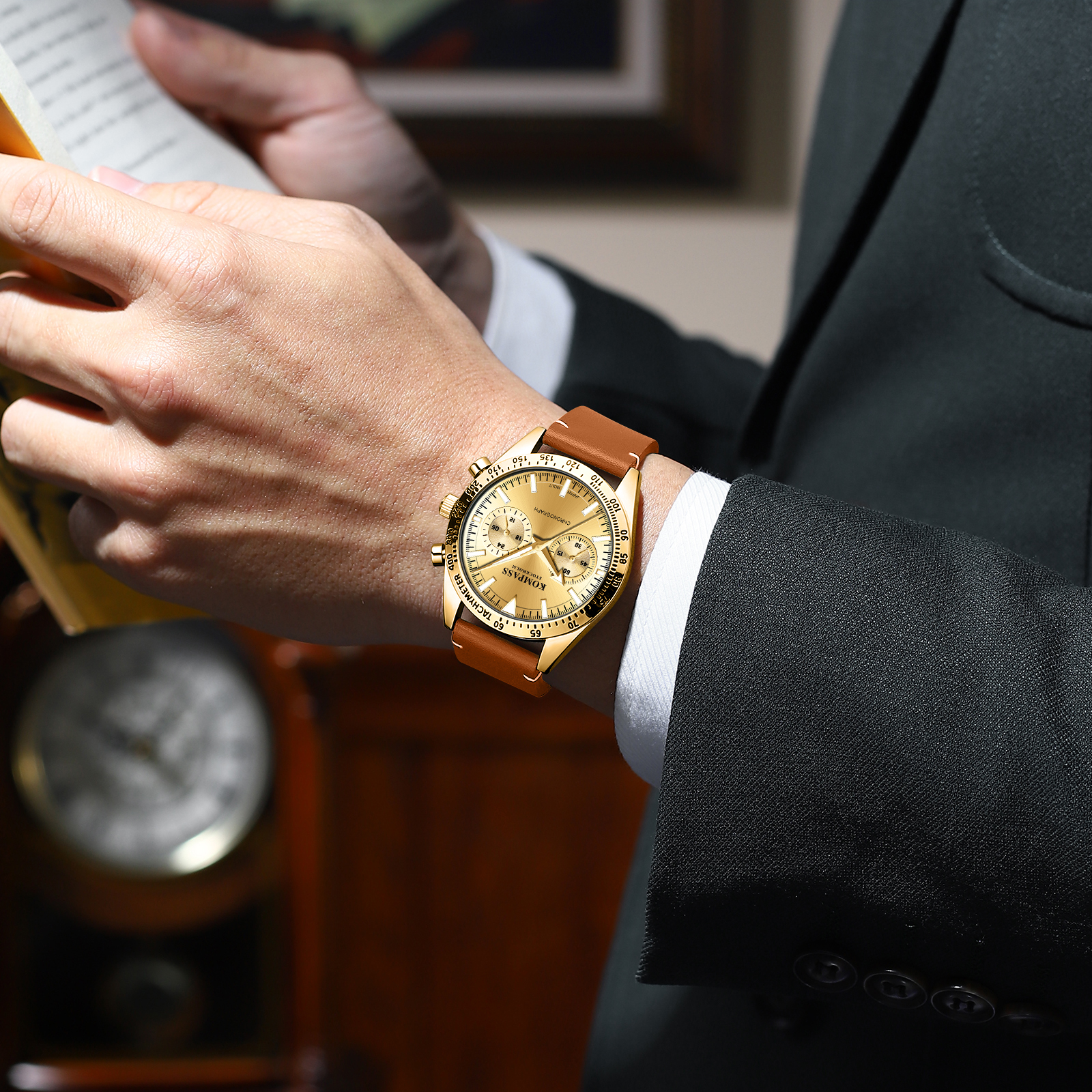 Kompass Skyborne Chronograph Gold Brown - 6