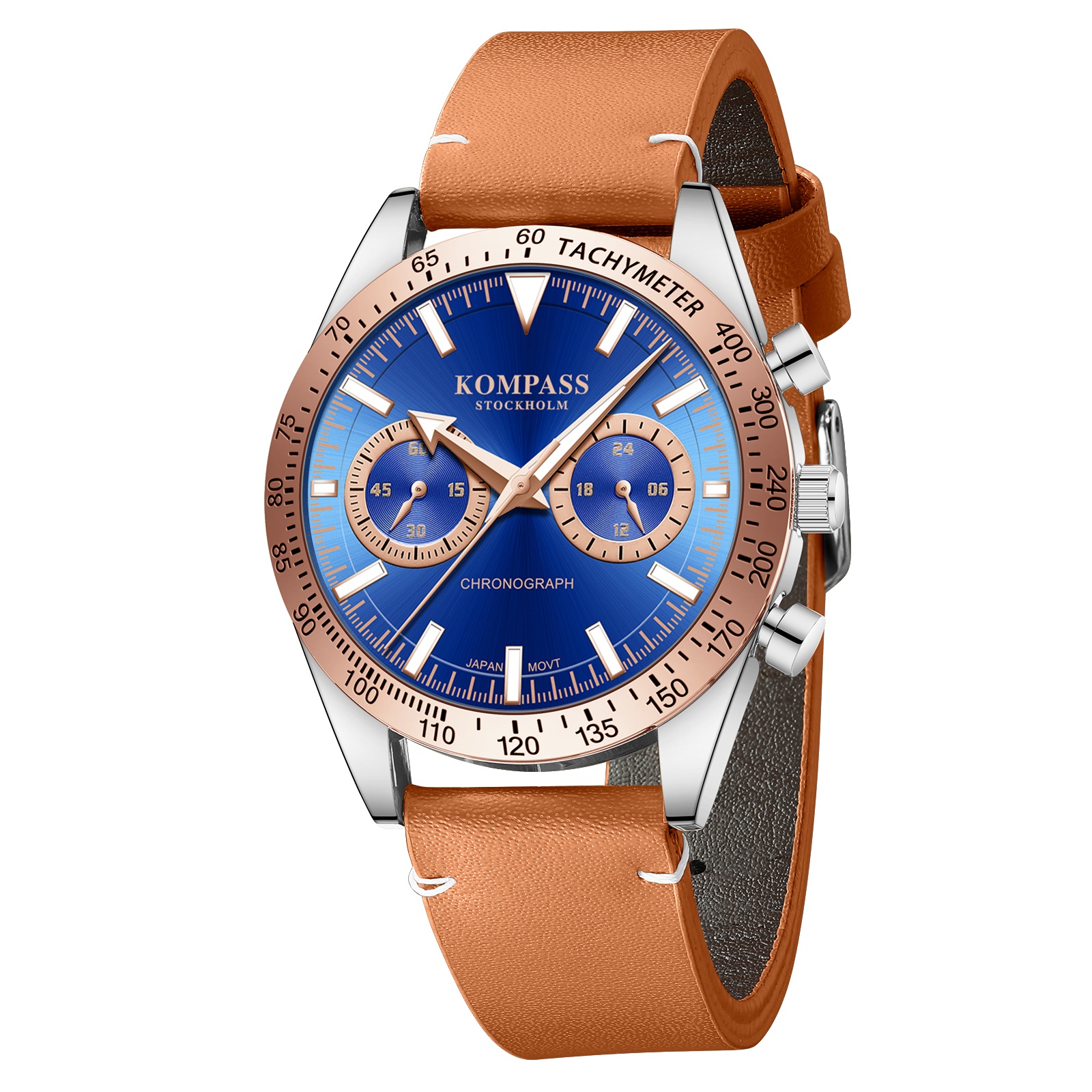 Kompass Skyborne Chronograph Silver Rose Gold Brown Blue - 3