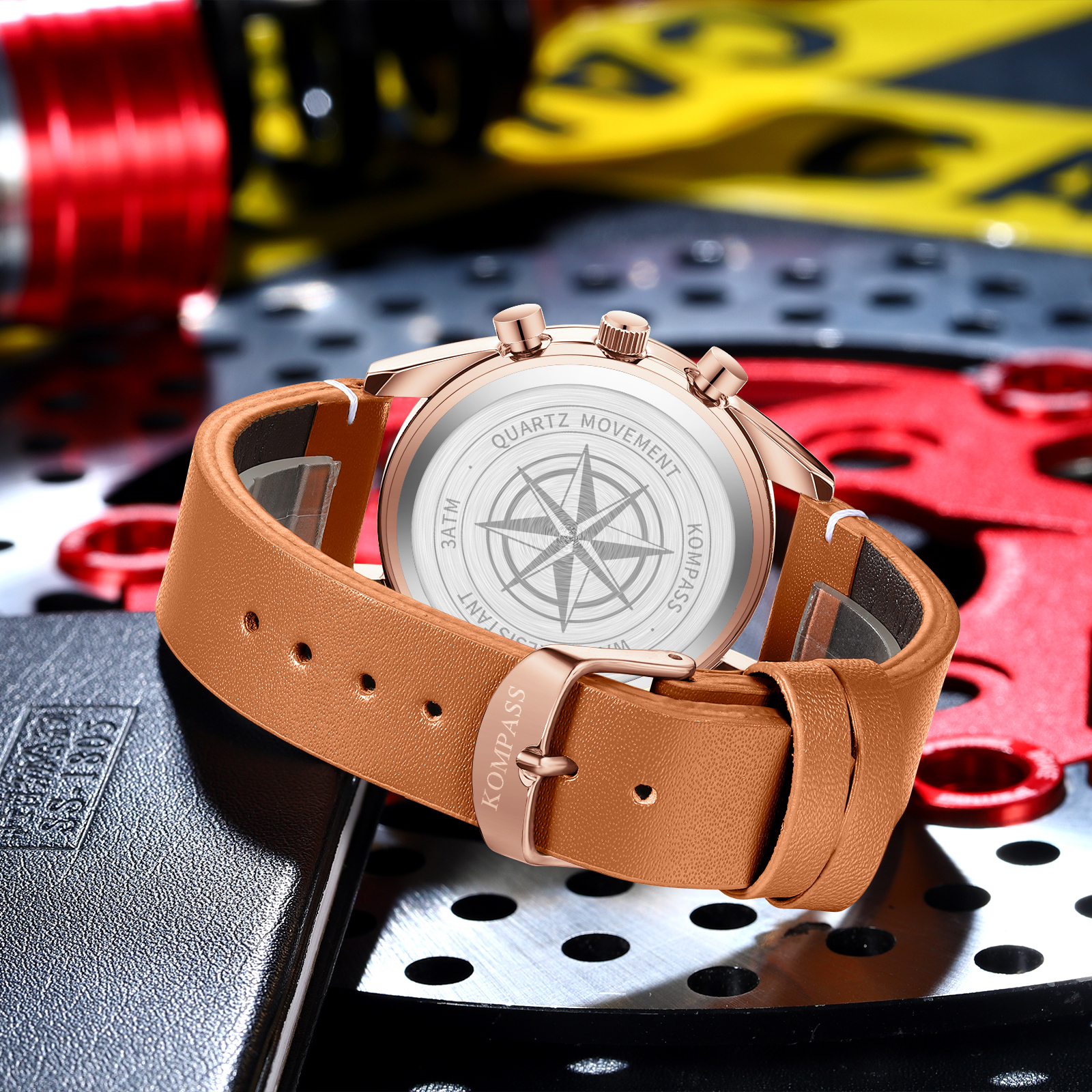 Kompass Skyborne Chronograph Silver Rose Gold Brown Blue - 9