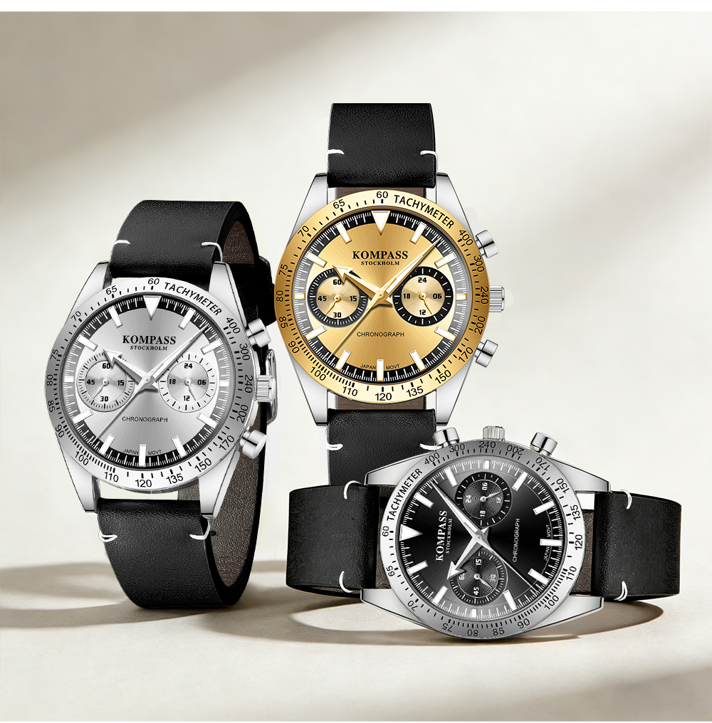 Kompass Skyborne Chronograph Silver Rose Gold Brown Blue - 11