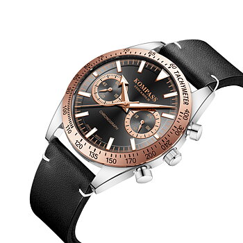 Kompass Skyborne Chronograph Silver Rose Gold Black
