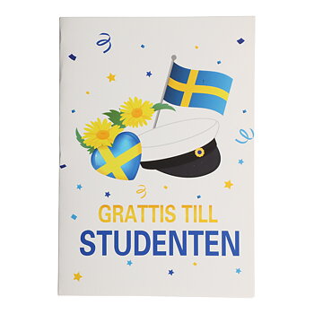 Dubbel kort med kuvert - Grattis till Studenten