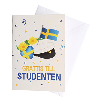 Dubbel kort med kuvert - Grattis till Studenten
