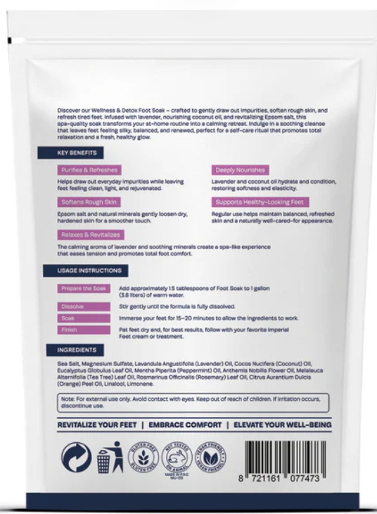 Fotsalt-Foot Soak - Wellness and Detox med lavendel, epsomsalt och kokosolja - från Imperial Feet, 450 g - 4