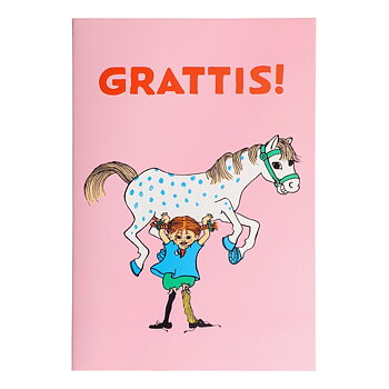 Pippi kort med kuvert - Grattis 
