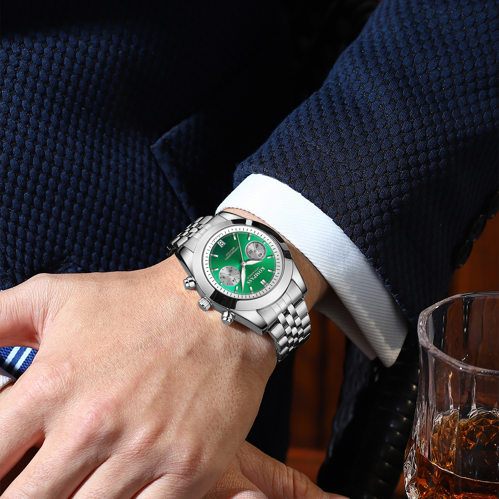 Kompass Navigator Chrono Silver Green - 7