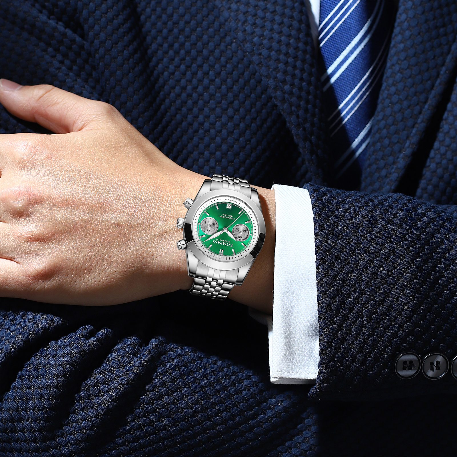 Kompass Navigator Chrono Silver Green - 6