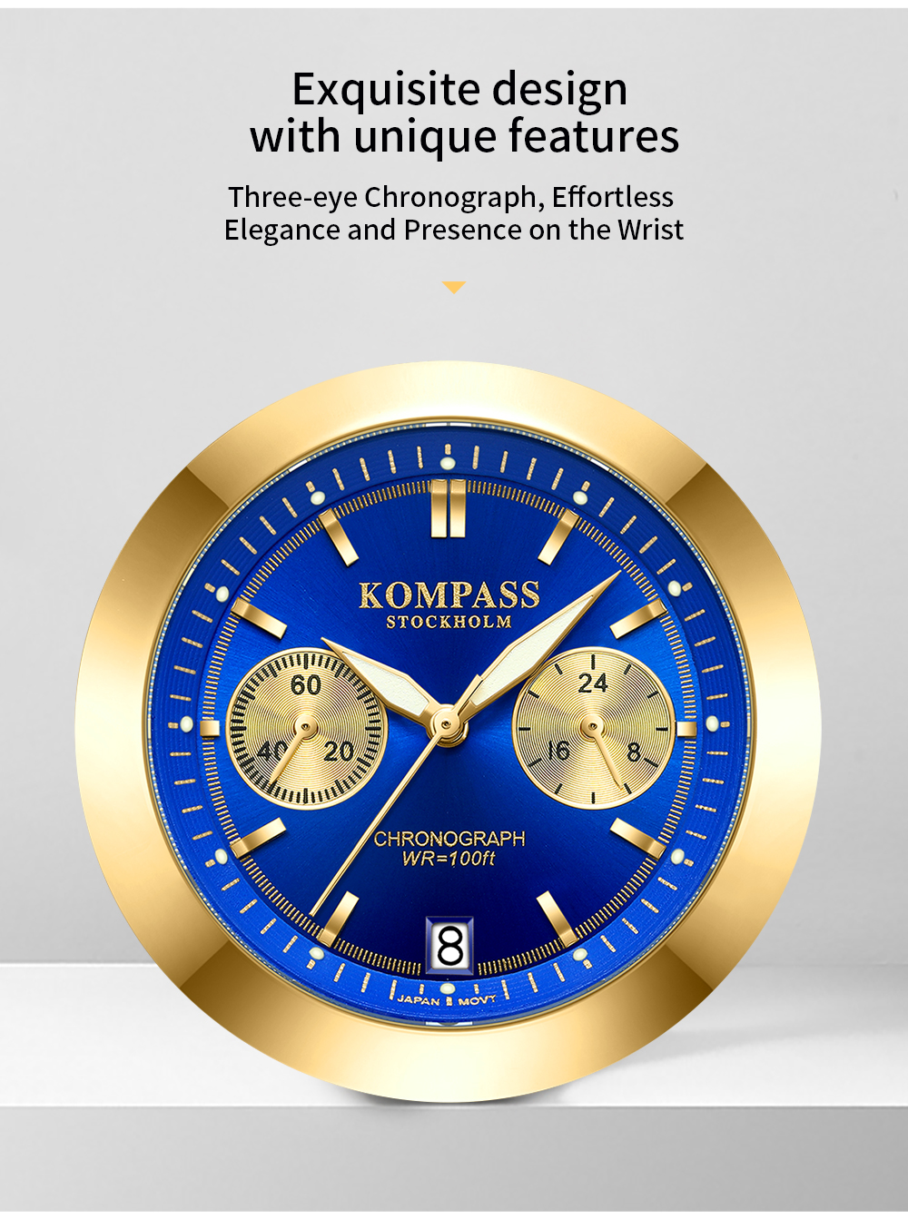 Kompass Navigator Chrono Silver Gold Blue - 12