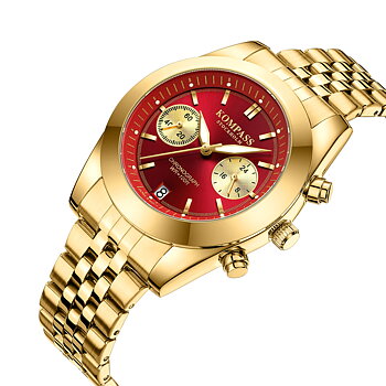 Kompass Navigator Chrono Gold Red