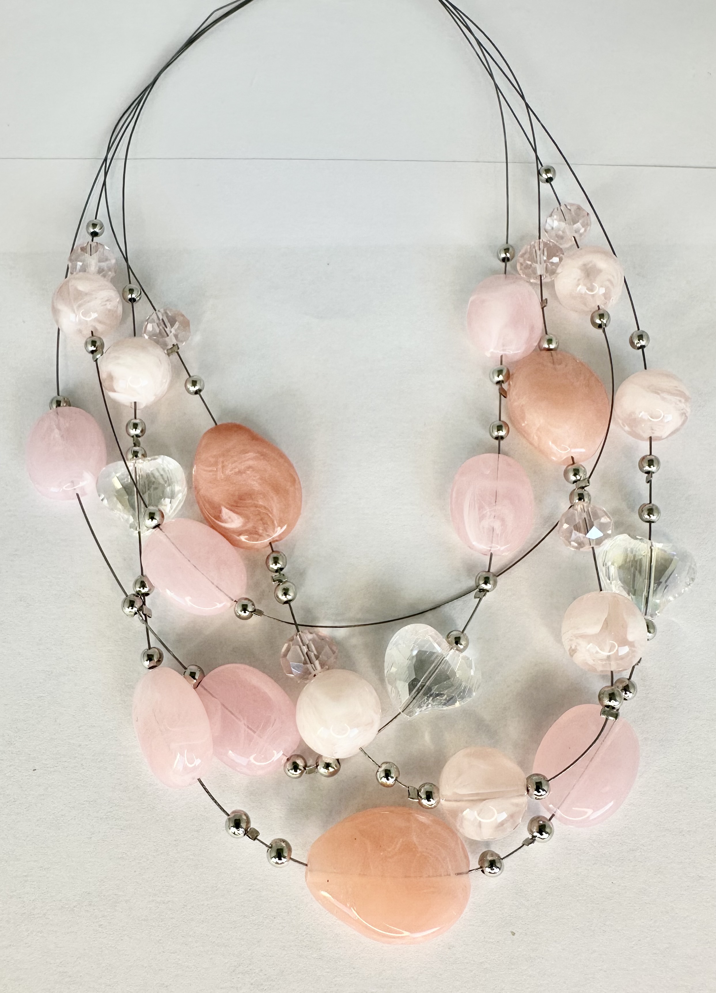 Halsband ljusrosa/aprikos/vit - 2